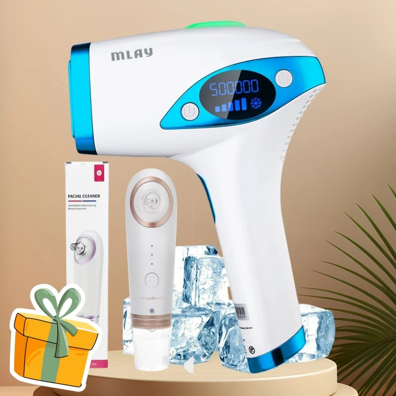 LAY T4 IPL Laser Handheld Hair Removal Machine Ice Cool Permanent Face Body Bikini Epilator with 500000 Shots for Home Use