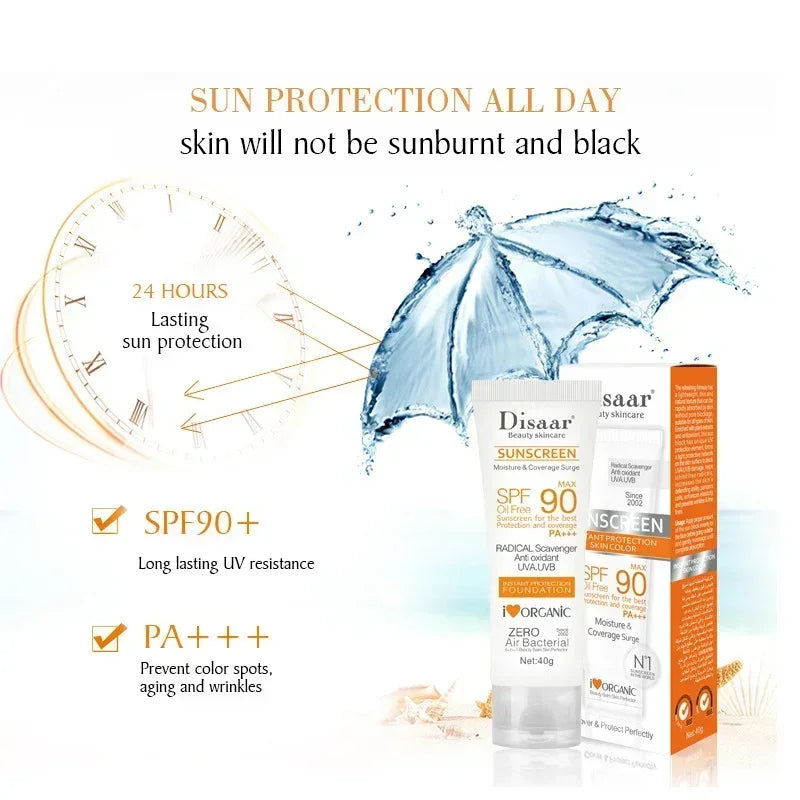 Disaar SPF 90 Face Sunscreen Whitening Sunblock Skin Protective Cream Anti-Aging Oil-control Moisturizing 40g Sun Cream