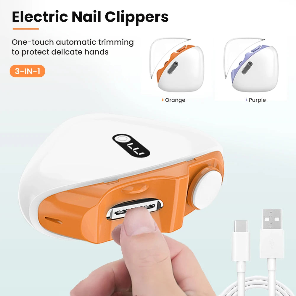 Electric Nail Clippers Automatic Anicure Trimmer With Light Adult Baby Fingernail Toe Scissors Pedicure Polishing Nails Cutter